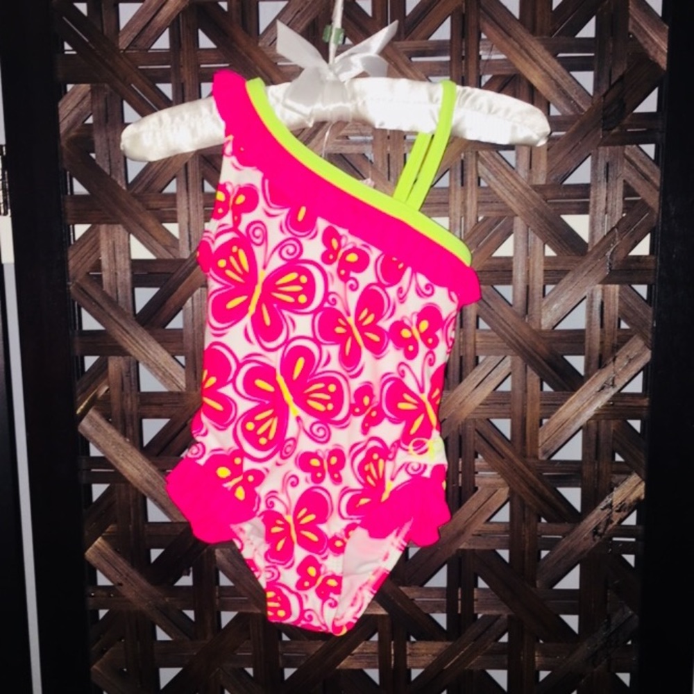 Baby Girl Butterfly One Shoulder Bathing Suit